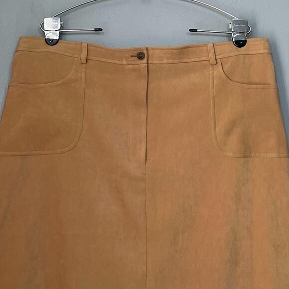 Cheryl Tiegs Skirt Plus Size 1X Neutral Tan Boho Faux Suede Minimalist Western - Picture 2 of 10